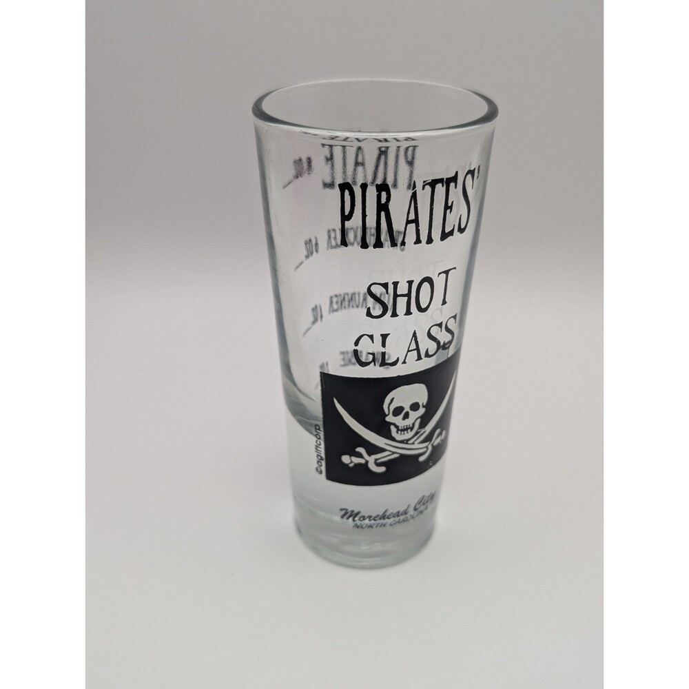 Pirate Shot Glass Tall 8oz Shooter Skull & Crossbones Morehead City North Caroli